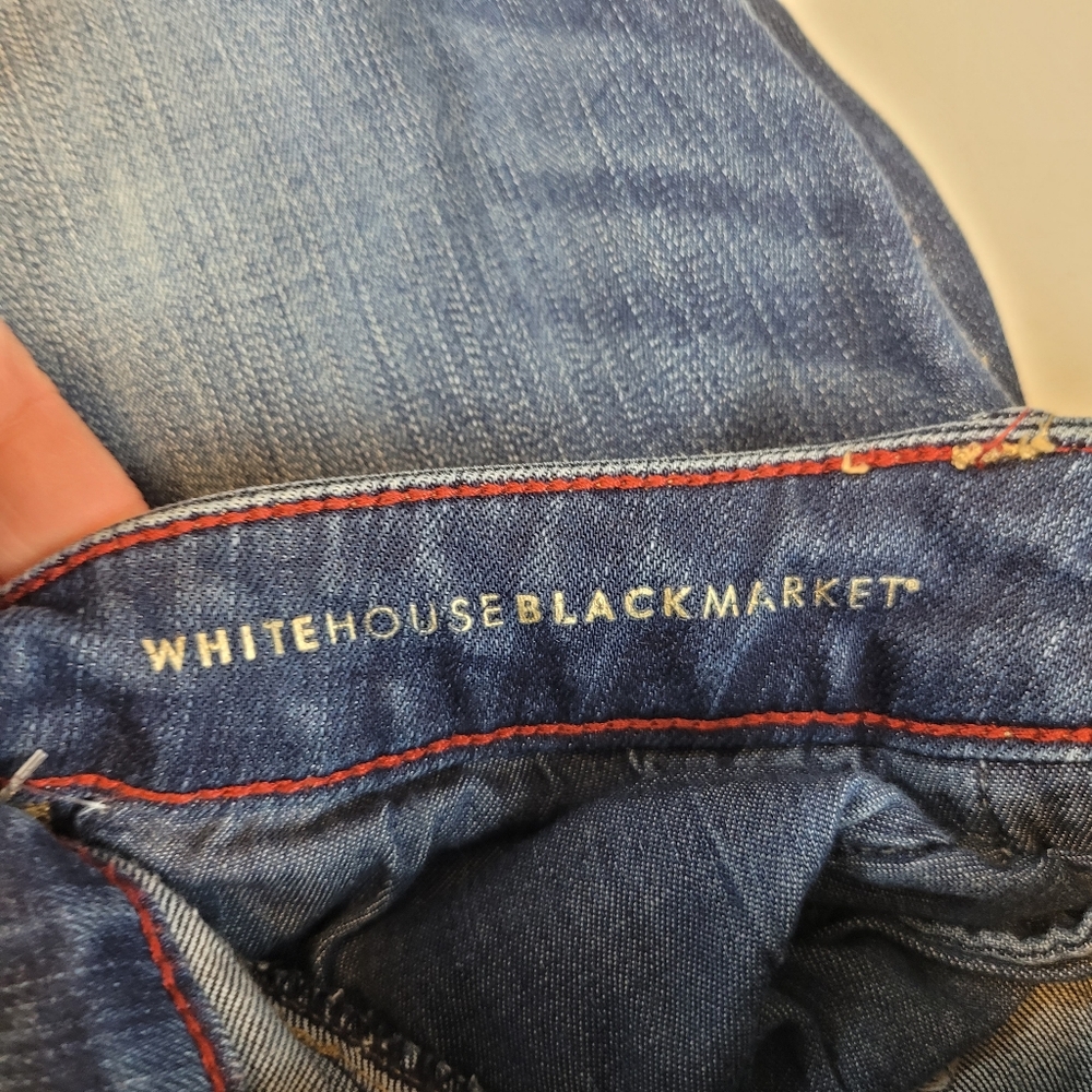 White House Black Market Dark Denim Distressed Skinny Jeans - Picture 6 of 9
